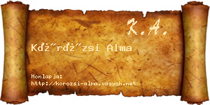 Körözsi Alma névjegykártya